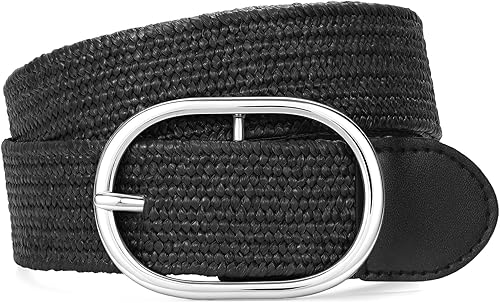 Straw Woven Rattan Wide Stretch Straw Belt Boho Braided Belts for Women