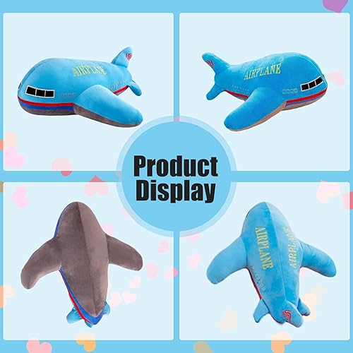 Miniatura 3 de zhidiloveyou Almohada de peluche azul de avión de 15.7 pulgadas, regalo para niños