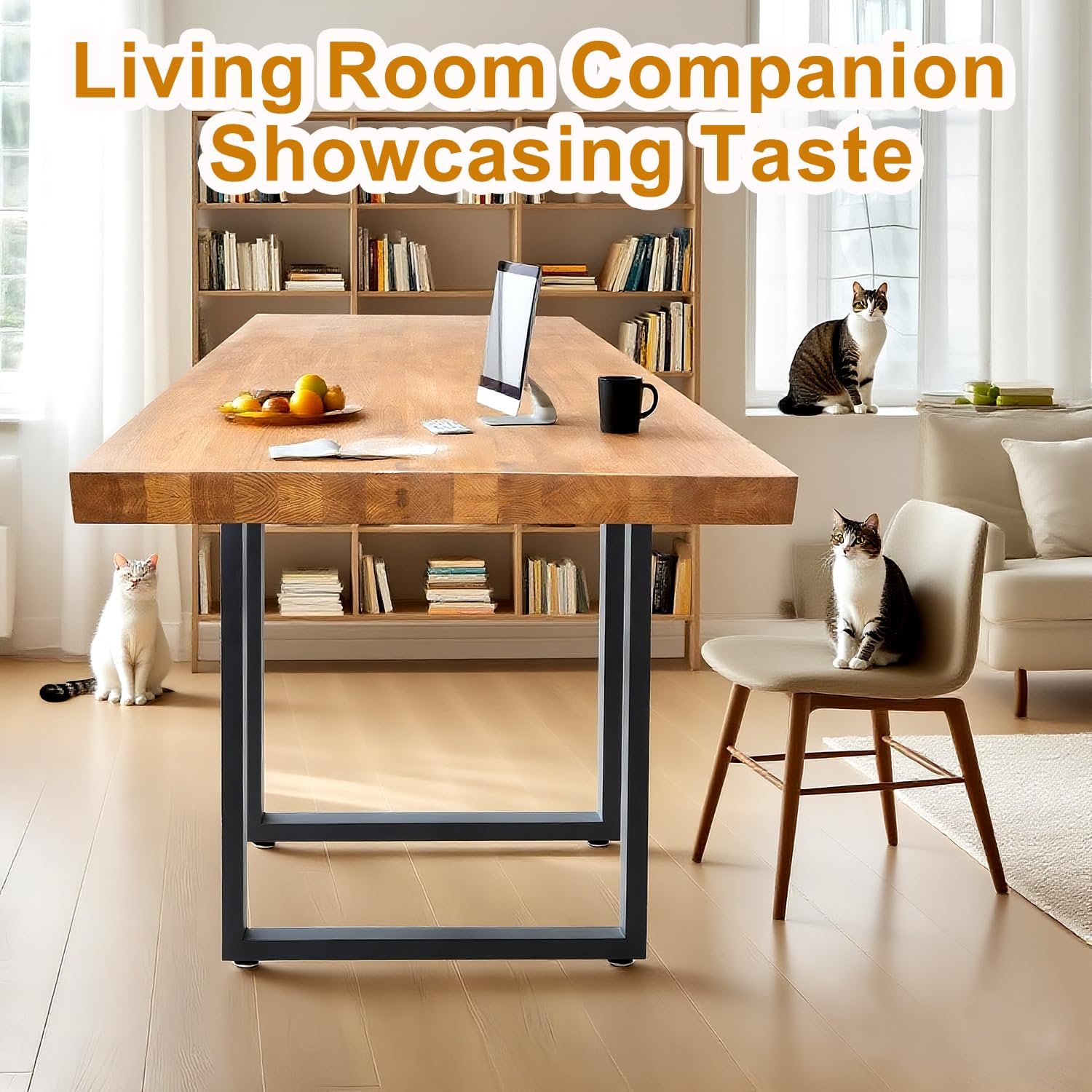 Yahpetes Table Legs 2 Pcs Metal Furniture Legs 24”W x 28”H Black Cast Iron Bench Legs Heavy Duty Industrial Dining Table Legs Coffee Table Legs (Rectangle, 24”X28”)