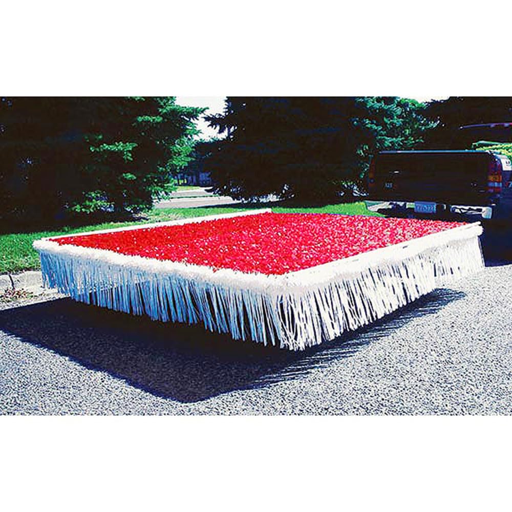 Anderson's Red and White Vinyl Decoration Kit for Parade Float Trailers, Parade Float Supplies, Floral Sheeting, Twist, Fringe