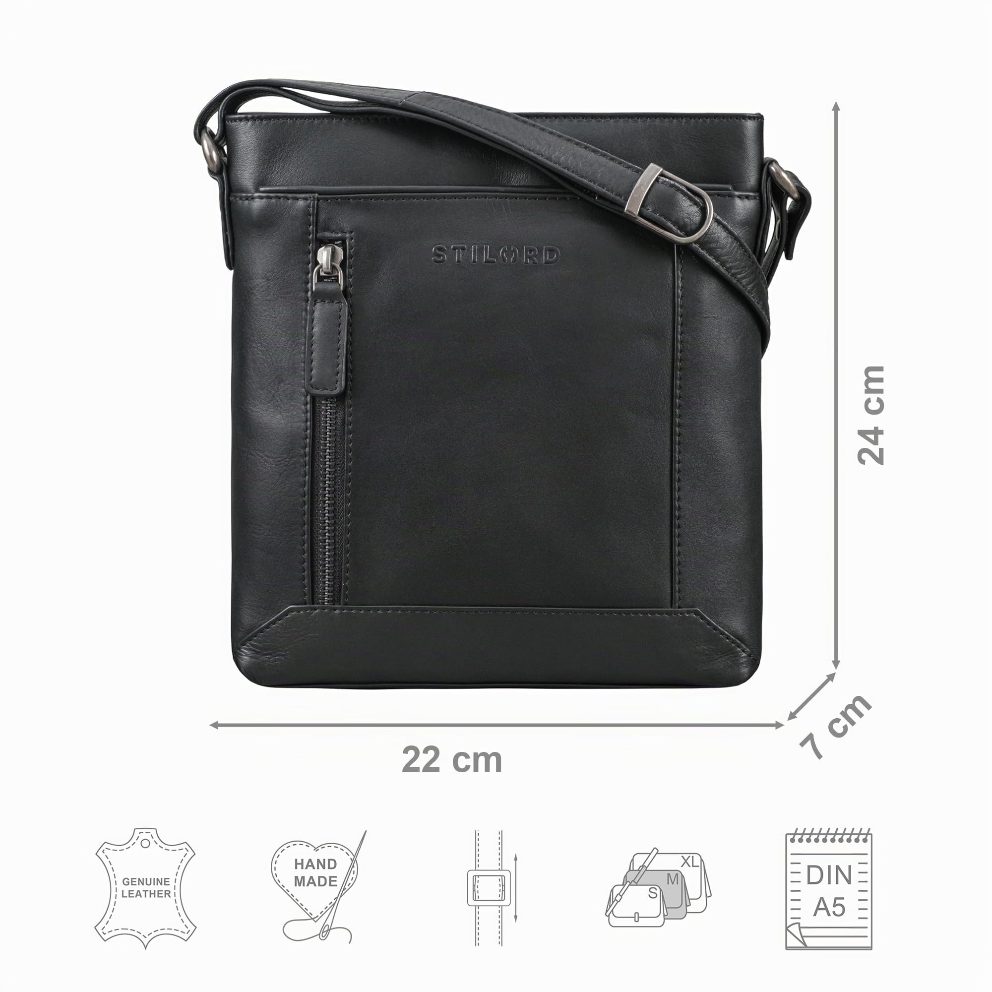 STILORD "Helene Bolso Bandolera Mujer Cuero Genuino Bolso de hombro Mujer Bolso Cuero Bolsos de Mano Piel bolso mujer saco moda regalos mujer Color:negro