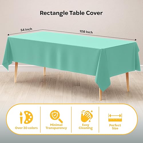 Miniatura 2 de Exquisite The Case - Manteles desechables de plástico color menta para mesas rectangulares a granel, paquete de 48 manteles desechables de plástico