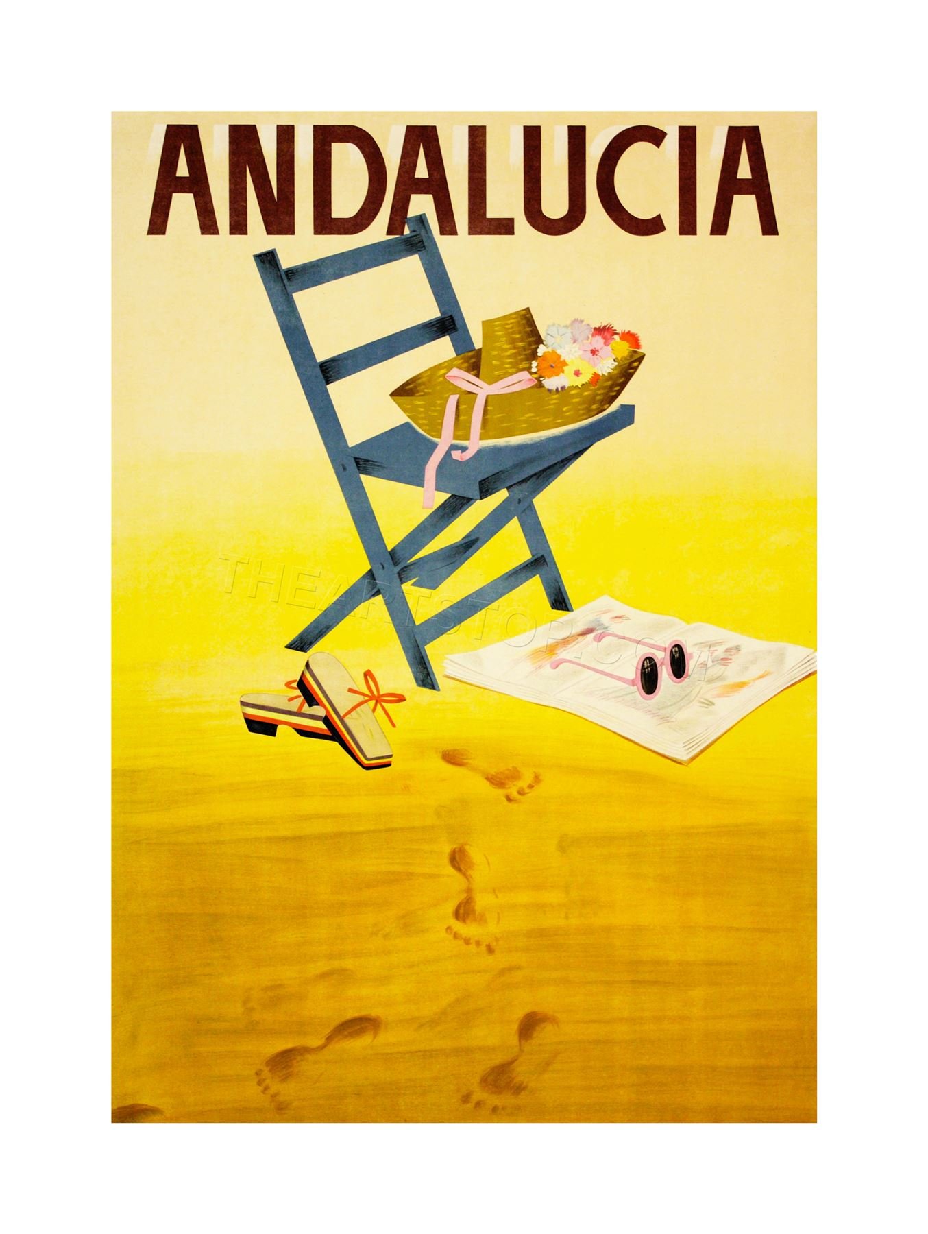 Wee Blue Coo Travel Andalucia Andalusia Spain Beach Sand Sun Chair Wall Art Print