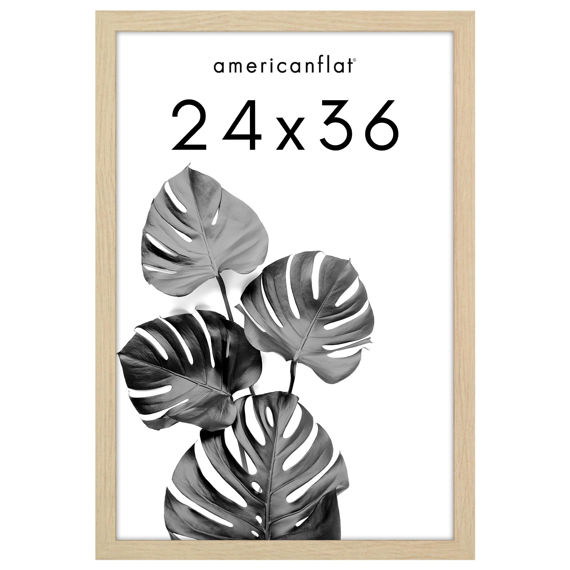 Americanflat 24x36 Poster Frame with Polished Plexiglass - Epic Collection - Gallery Wall Frames with Engineered Wood - Wide Photo Frame for Wall Display - Natural Oak