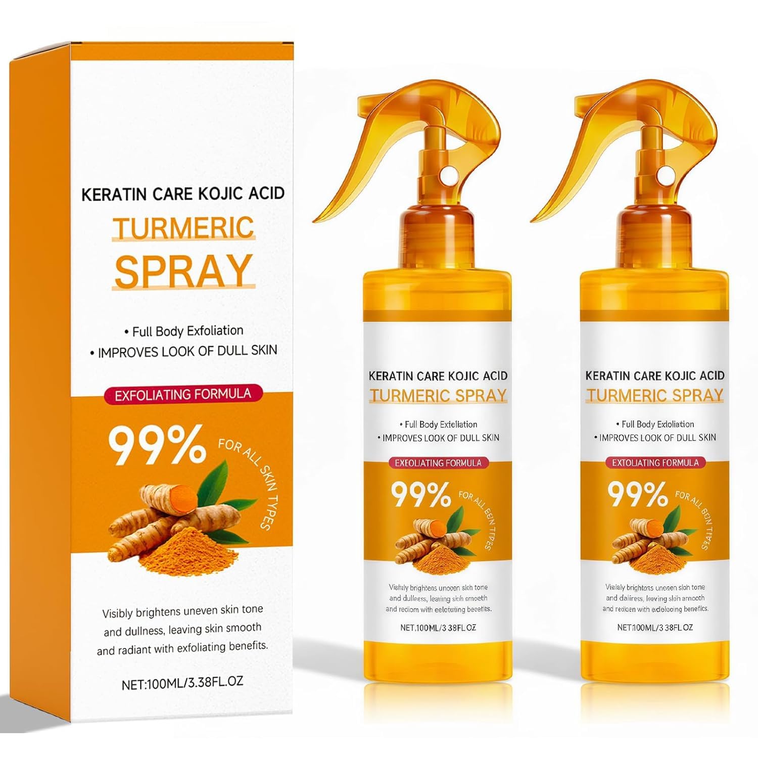 Body Keratin Care Kojic Acid Turmeric Spray with AHA & PHA, Gentle Body Brightening & Exfoliating Peeling Solution for Dead Skin Cells & Texture, Korean Skincare - 200ML (Pack Of 2)-image-29