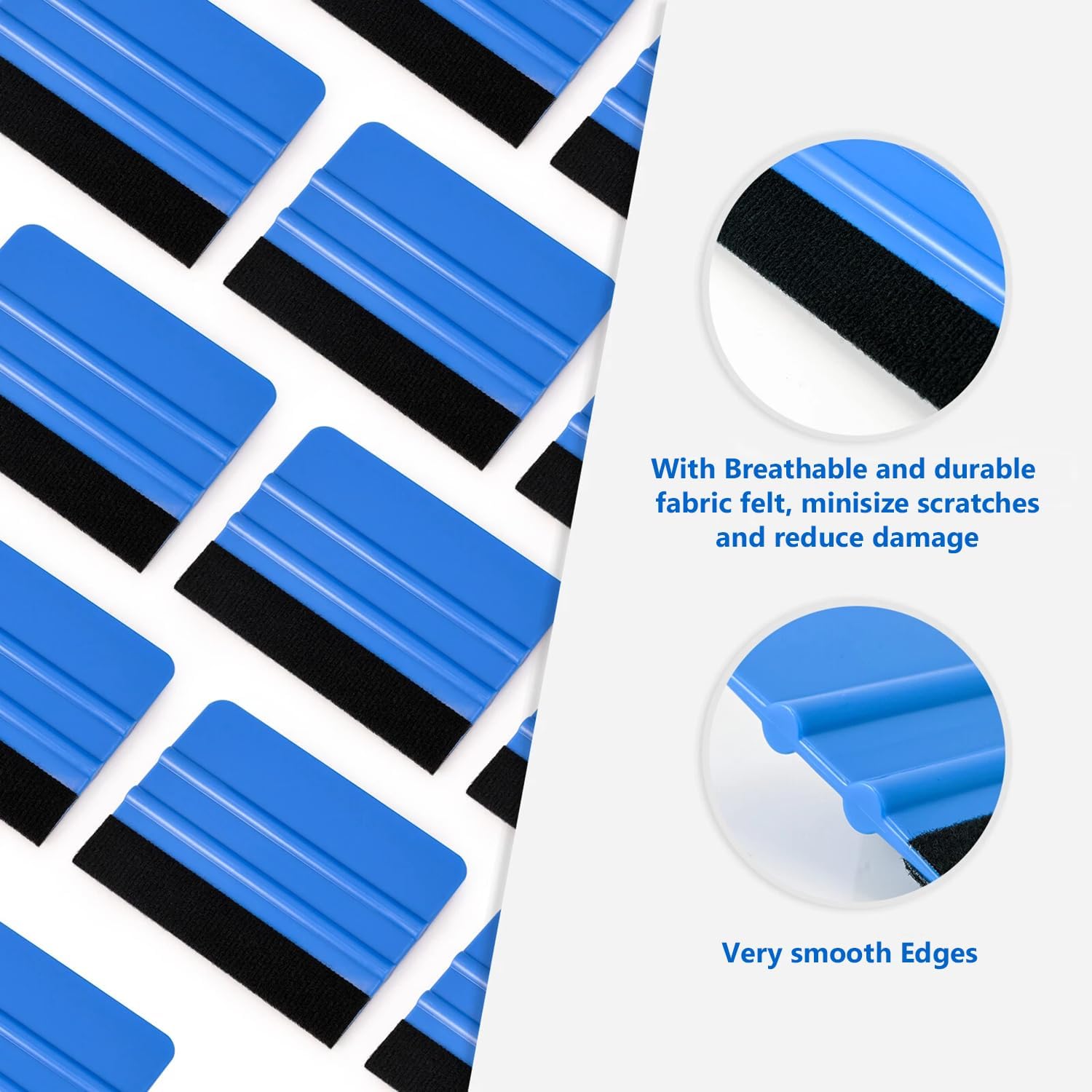 4 Inch Vinyl Squeegee 12 Pack - Car Wrap Tool with Felt Edge for Window Tinting, Decals, Wallpaper - Scratch-Free Applicator for Vinyl Film, Bubble Removal, Curved & Flat Surfaces
