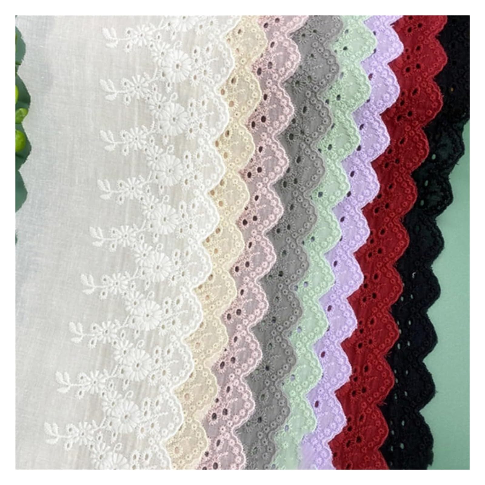 Ribete de encaje, tela de encaje, bordado hueco, ribete de encaje de algodón para costura, manualidades, cortinas de boda, caja de decoración (gris)