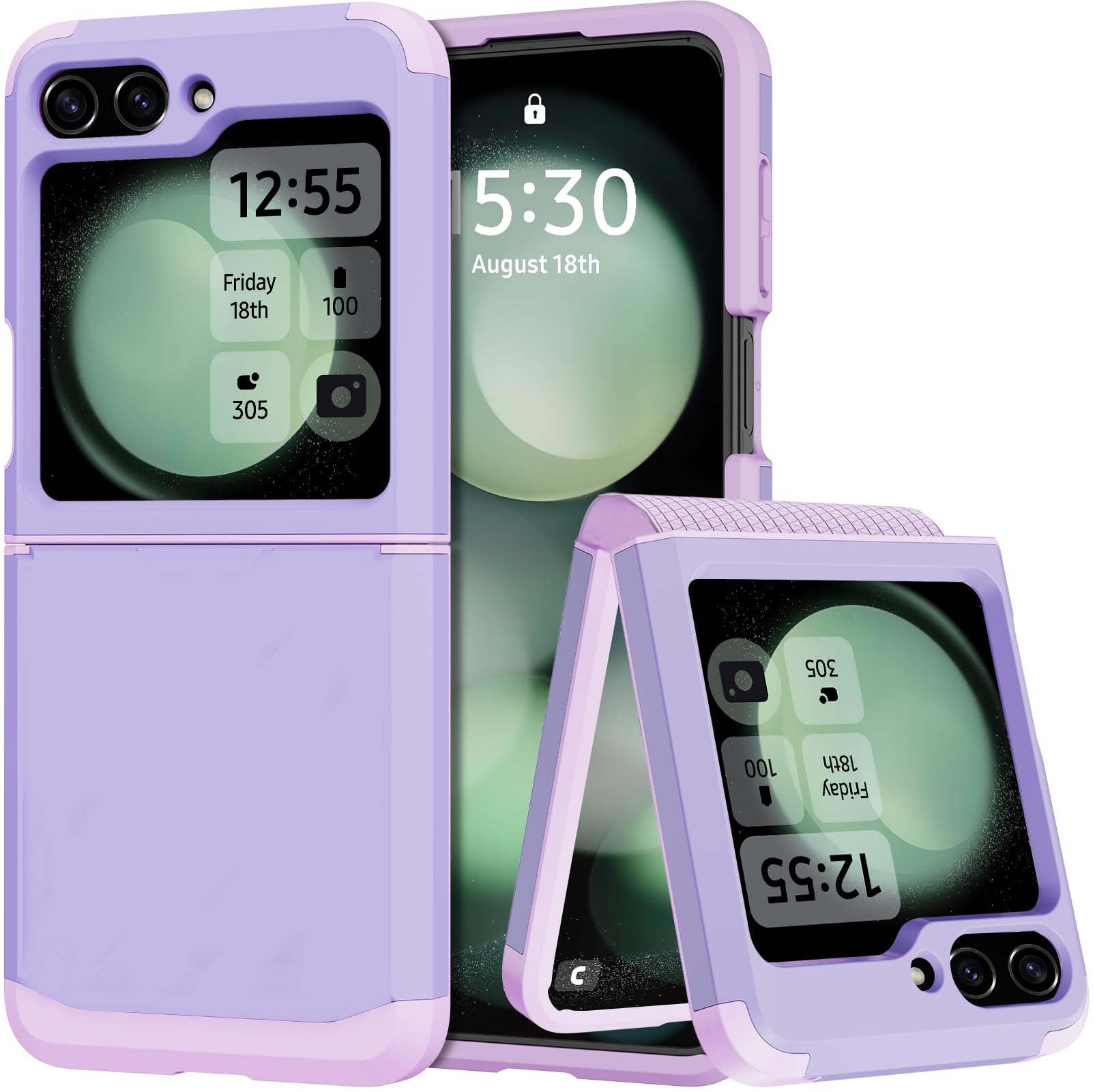 Annymall Samsung Galaxy Z Flip 5 Case with Hinge Protection, Heavy Duty Shockproof Drop Proof Full Body Protective Bumper Phone Cover for Galaxy Z