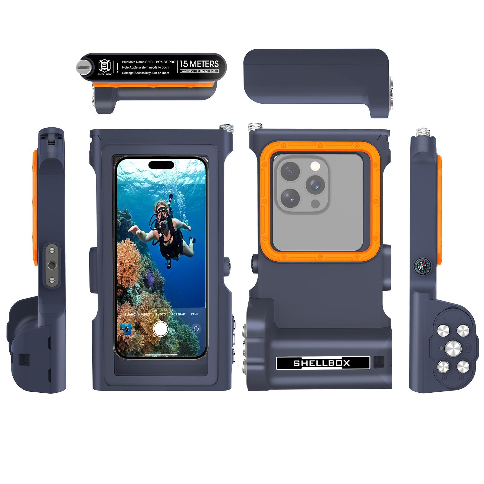 ShellBox wasserdichte Handyhülle Unterwasser Wasserfeste 15m Handy Wasserschutzhülle Handytasche Wasserdicht Schwimmen Baden für iPhone 16 Pro 16 Pro Max 15 Pro 15 Pro Max 14 13 12 Pro 1213 14 Pro Max