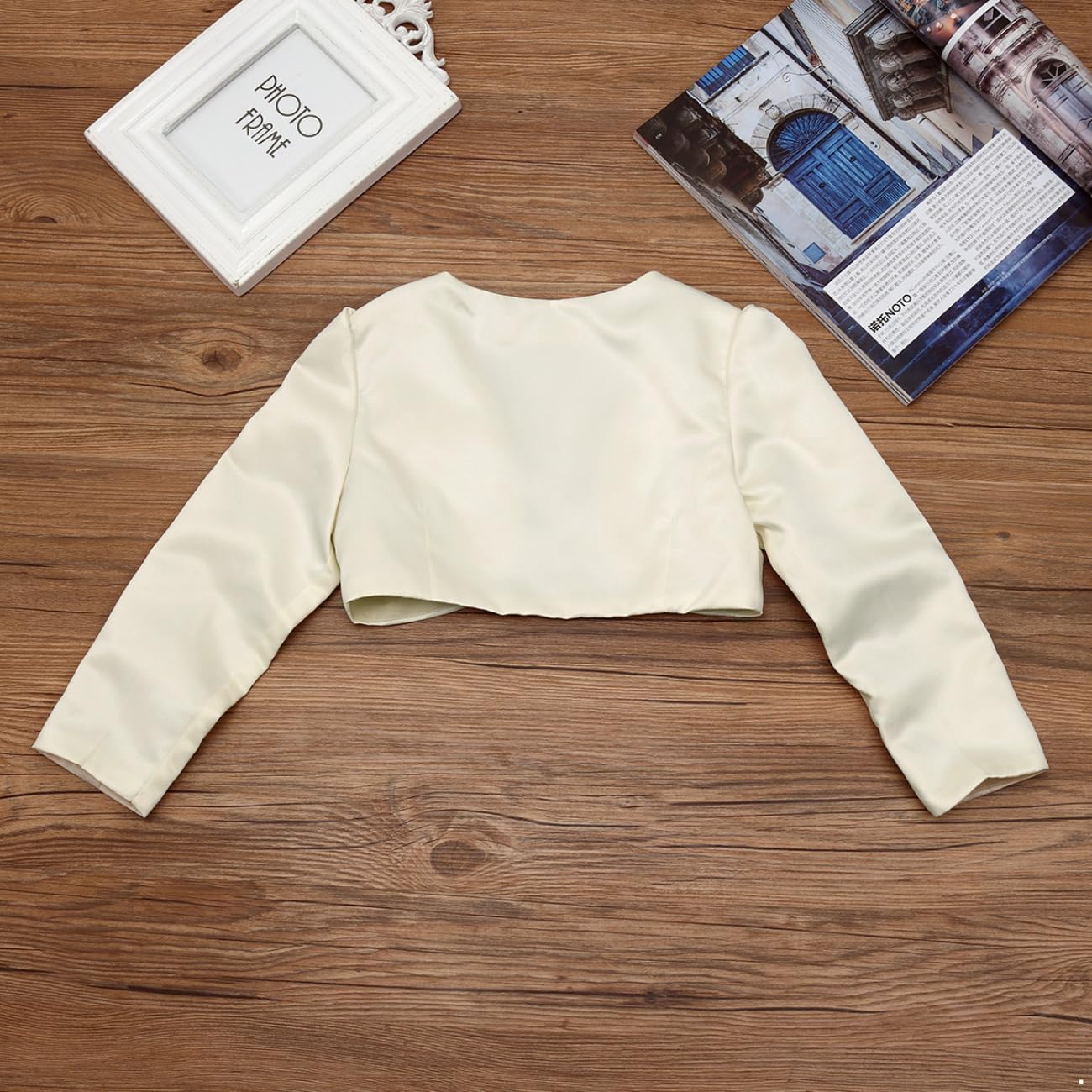 Girls Satin Long Sleeve Party Bolero Shrug Cardigan Wedding Pageant Flower Girl Dress Gown Cover Up