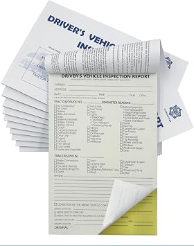 Detailed Drivers Vehicle Inspection Report 10 Pack Book Format, 2-Ply Carbonless, 5.5" x 8.5", 35 Sets of Forms per DVIR Log Book for Truck Drivers,FMCSR Compliant with Easy Tear-Out