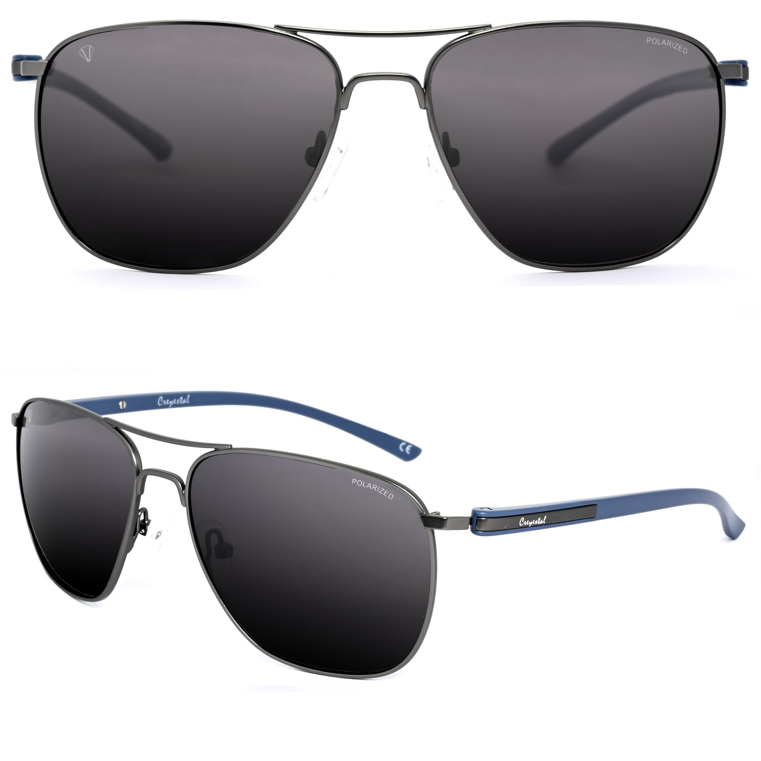 CREYESTAL Gafas de Sol Polarizadas Metal Aviador, Piloto, Ultraligeras y Cómodas, Lentes Premium HD, 100% UV400, Hombre