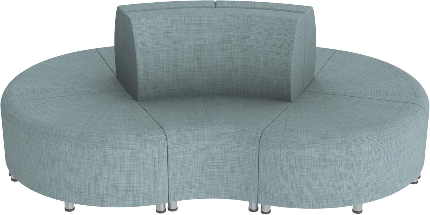 Factory Direct Partners FDP Pro Series Connect Curved Wavelet Seating Set Collaborative Commercial Furniture for Hotel Lobby, Office, Restaurant, Waiting Room (6-Piece) - Sky Blue