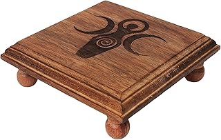 Wooden Altar Table for Wiccan, Pagan, and Meditation Practices Wood Triple Moon Goddess Altar Table (Goddess, 4x4)