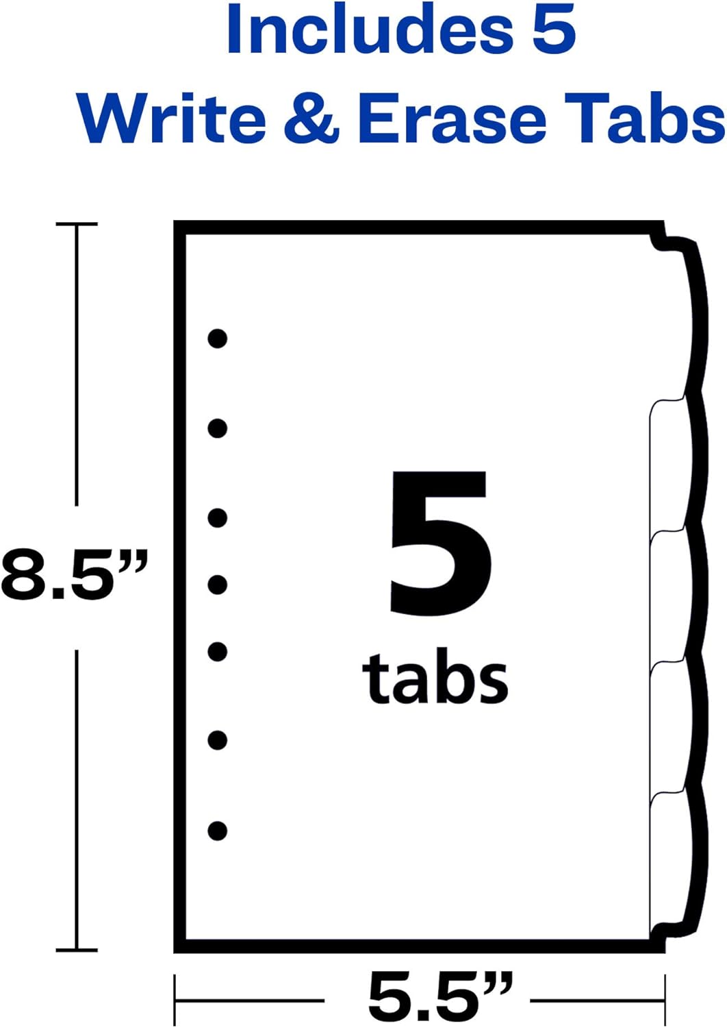 Avery Write & Erase Durable Plastic Mini Dividers for 3 Ring Binders and 7-Ring Binders, 5.5" x 8.5", 5-Tab Sets, Multicolor, 24 Sets, 120 Divider Tabs (16180)