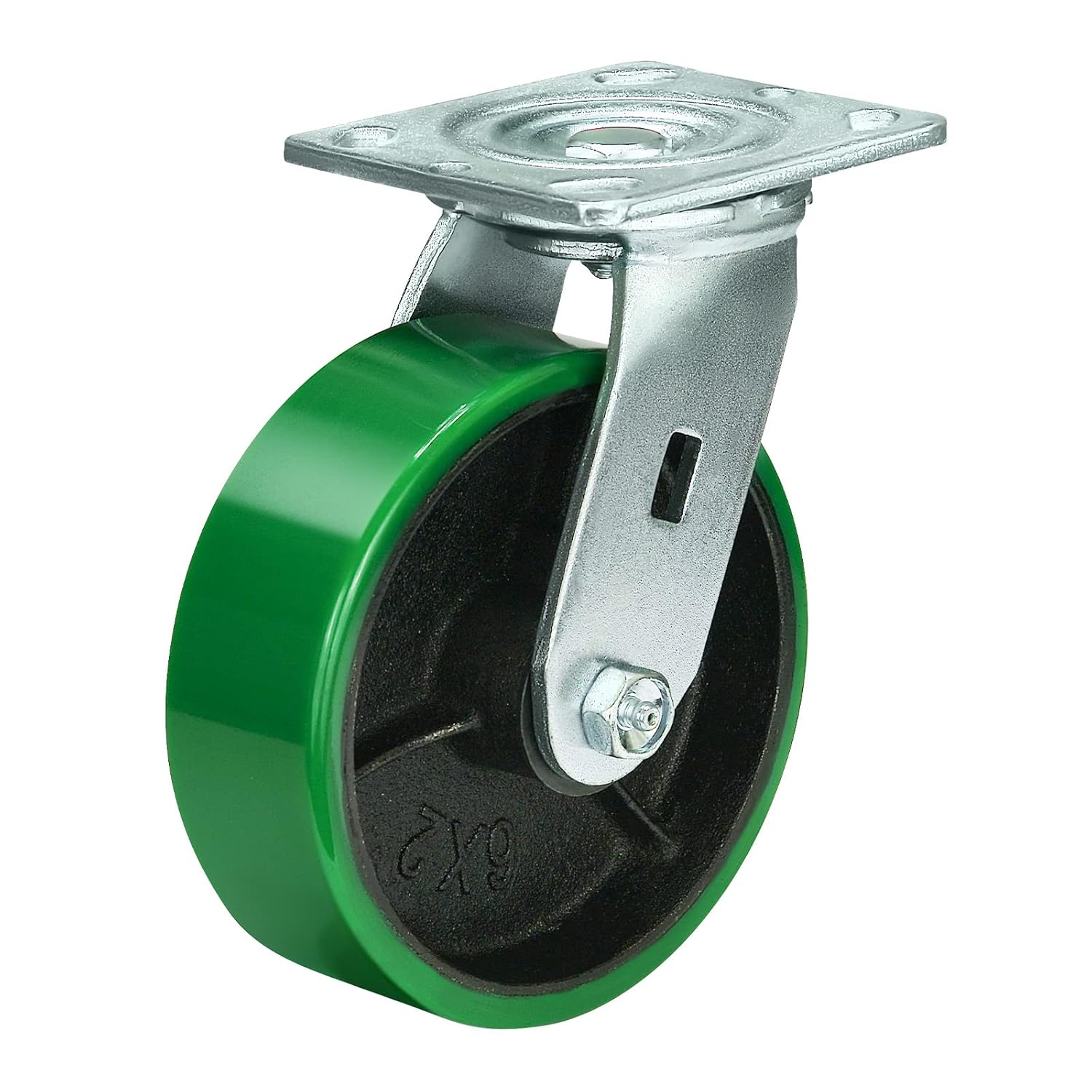 6 Caster Wheels, Heavy Duty Caster with Strong Load-Bearing, Polyurethane Wheel on Steel Hub, Plate Caster for Carts, Pallet Trucks, Industrial Equipment(1 Pack Swivel)