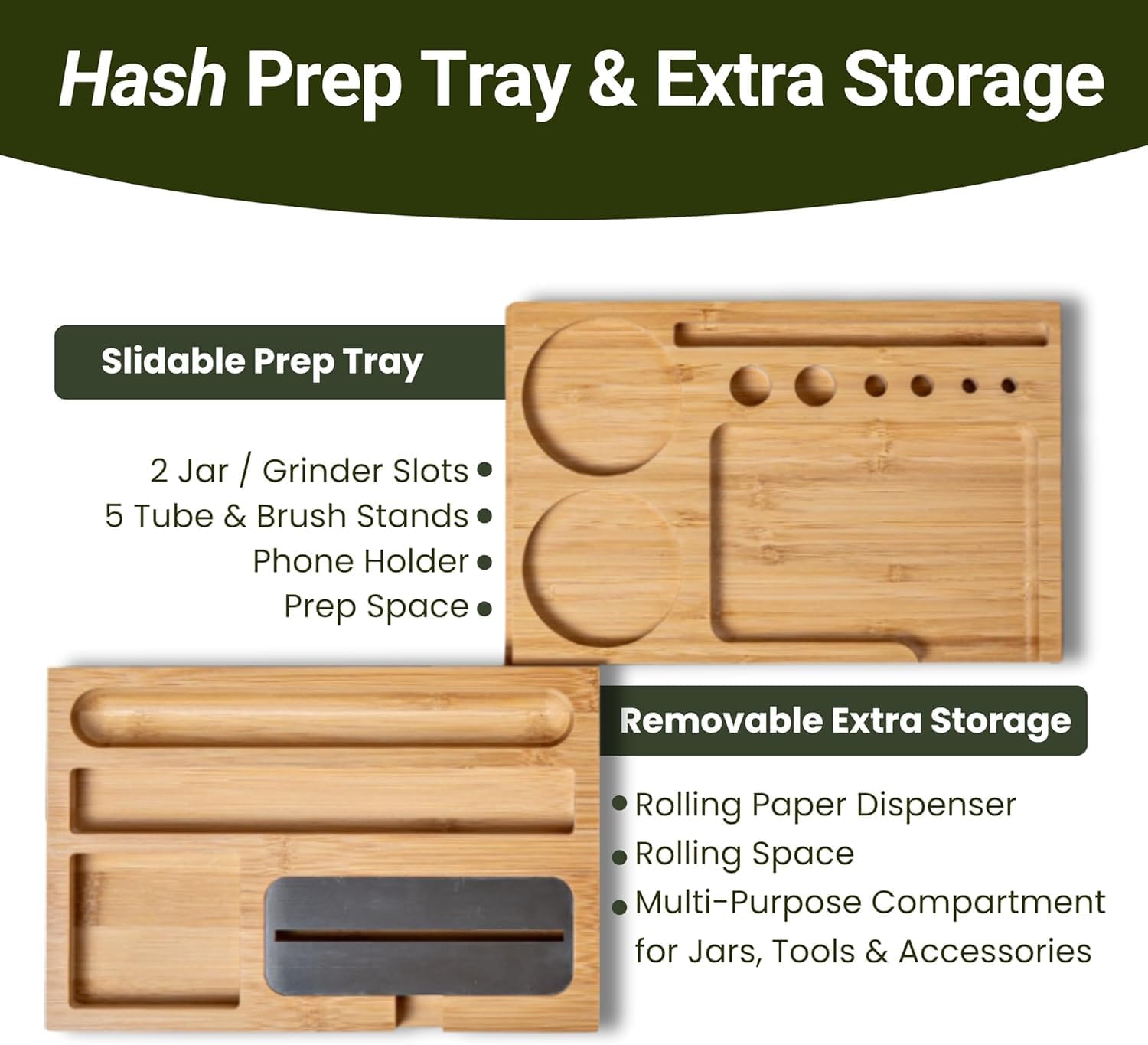 Stash Box Bamboo Storage Box with Combination Lock – Wooden Organizer Box with Removable Tray, Glass Jars & Accessories, Decorative Lockable Bamboo Box with Lid,Home Kitchen Pantry Stashbox Wood Chest