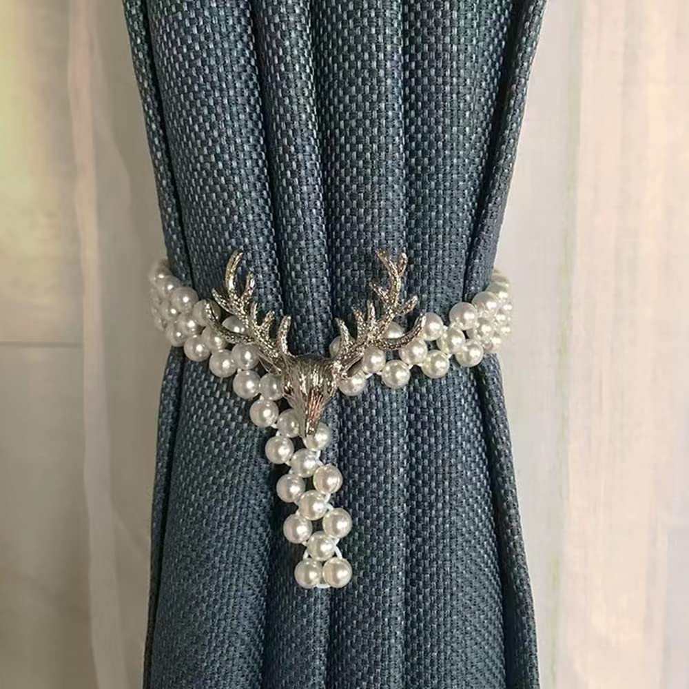 YKKJ 2 Pezzi Cravatta per Tende,Tenda Fibbia Fermatenda,per Camera da Letto, Soggiorno,Ufficio Decorazione(Alce