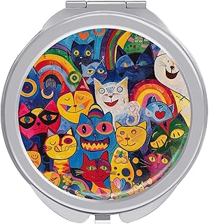 Flowers and Cat Compact Mirror Makeup Mirror ...
