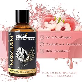 MAYJAM 100ML/3.38FL.OZ Peach Fragrance Oils with Glass Dropper, Essential Oils for Diffusers for Home, Long Lasting Scented Oils for Diffusers Soap Candle Making
