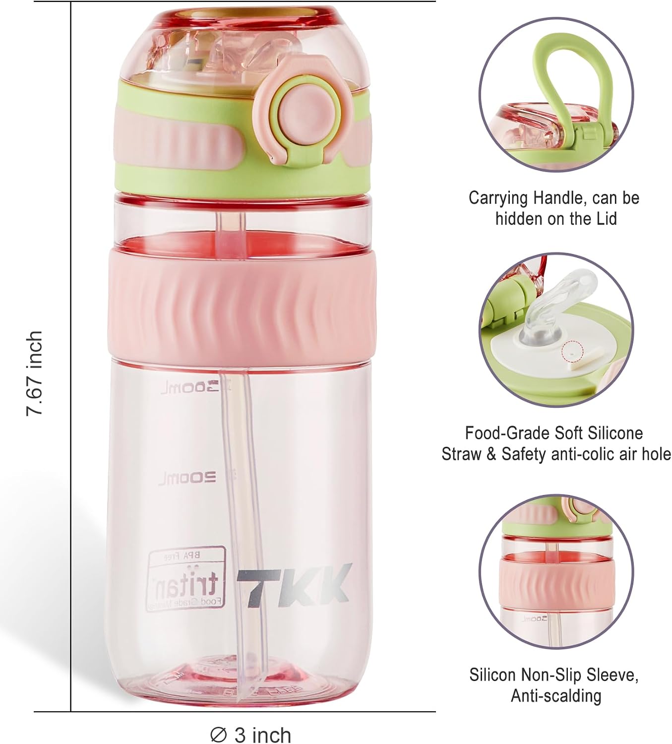 Tkk Kids Water Bottle School Silicone