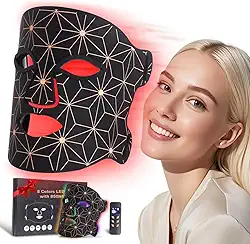 Terapia de luz vermelha para rosto, máscara facial de LED de 8 cores, terapia de luz com infravermelho próximo de 850 NM, máscara terapêutica de luz vermelha recarregável de 3000 mAh, dispositivo de