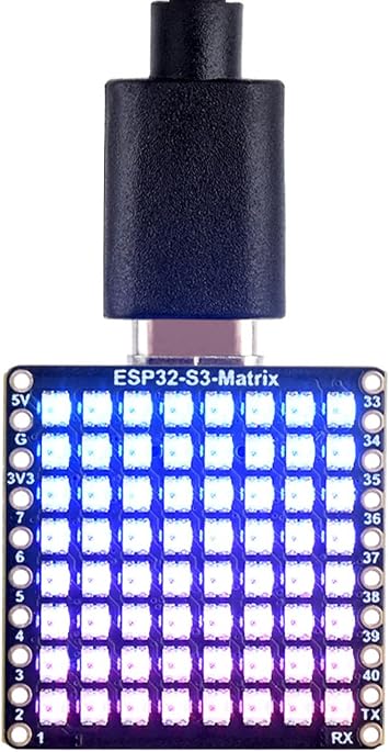 ESP32-S3 Matrix ESP32 S3 Development Board with 88 RGB LED Matrix and QMI8658C Attitude Sensor, 17 x Multi-Function GPIO Pins, Supports W-i-F-i/Blue-Too-th LE, Xtensa 32-bit LX7 Dual-Core Processor