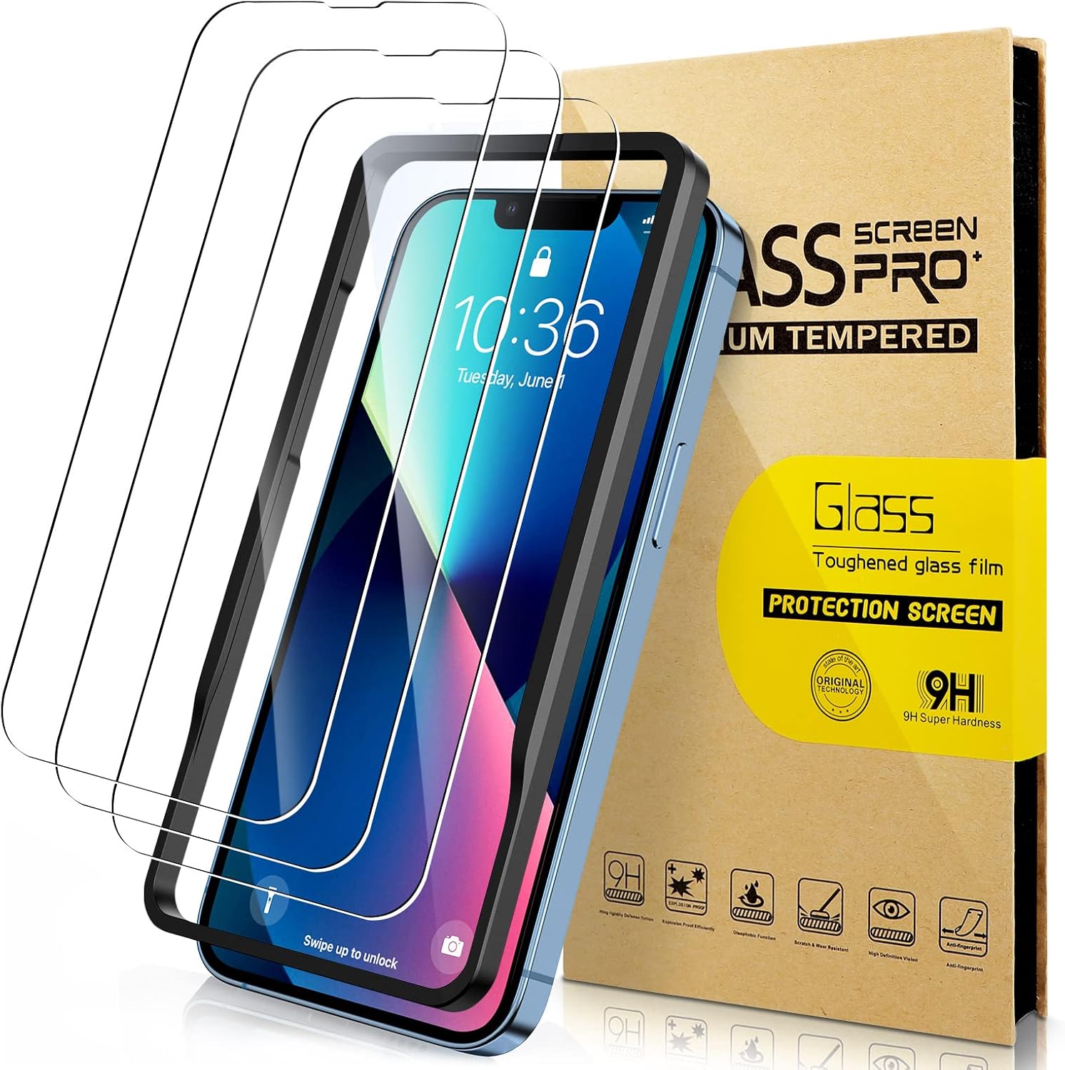 Invoibler 3 Pack Screen Protector Compatible with iPhone 13 Pro Max, iPhone 13 Pro Max Screen Protector Tempered Glass, 6.7 Inch [HD Clear] [Anti-Scratch] [Case Friendly] [Bubble Free]