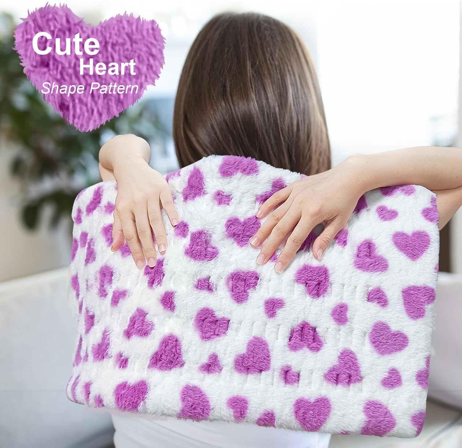 ZXU Heating Pad for Back Pain Relief, Ultra Soft Sherpa Heating Pad for Cramps Relief with 12 Heat Setting and Auto Shut Off Function, Moist Heat Option, Machine Washable, Stay on Electric Heated Pad - Image 6