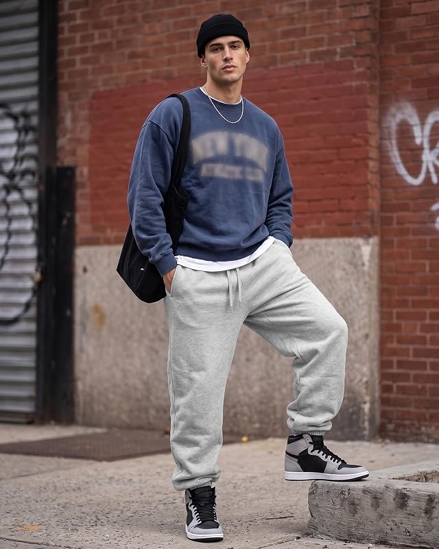 A WATERWANG Men's Sweatpants Casual Cotton Tapered Joggers Athletic Sweat Pants for Men Workout Running with Pockets Light Grey 2XL image 3
