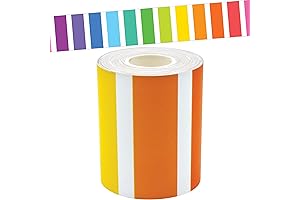Teacher Created Resources Straight Rolled Border Trim, Rainbow Classroom, 50 Feet
