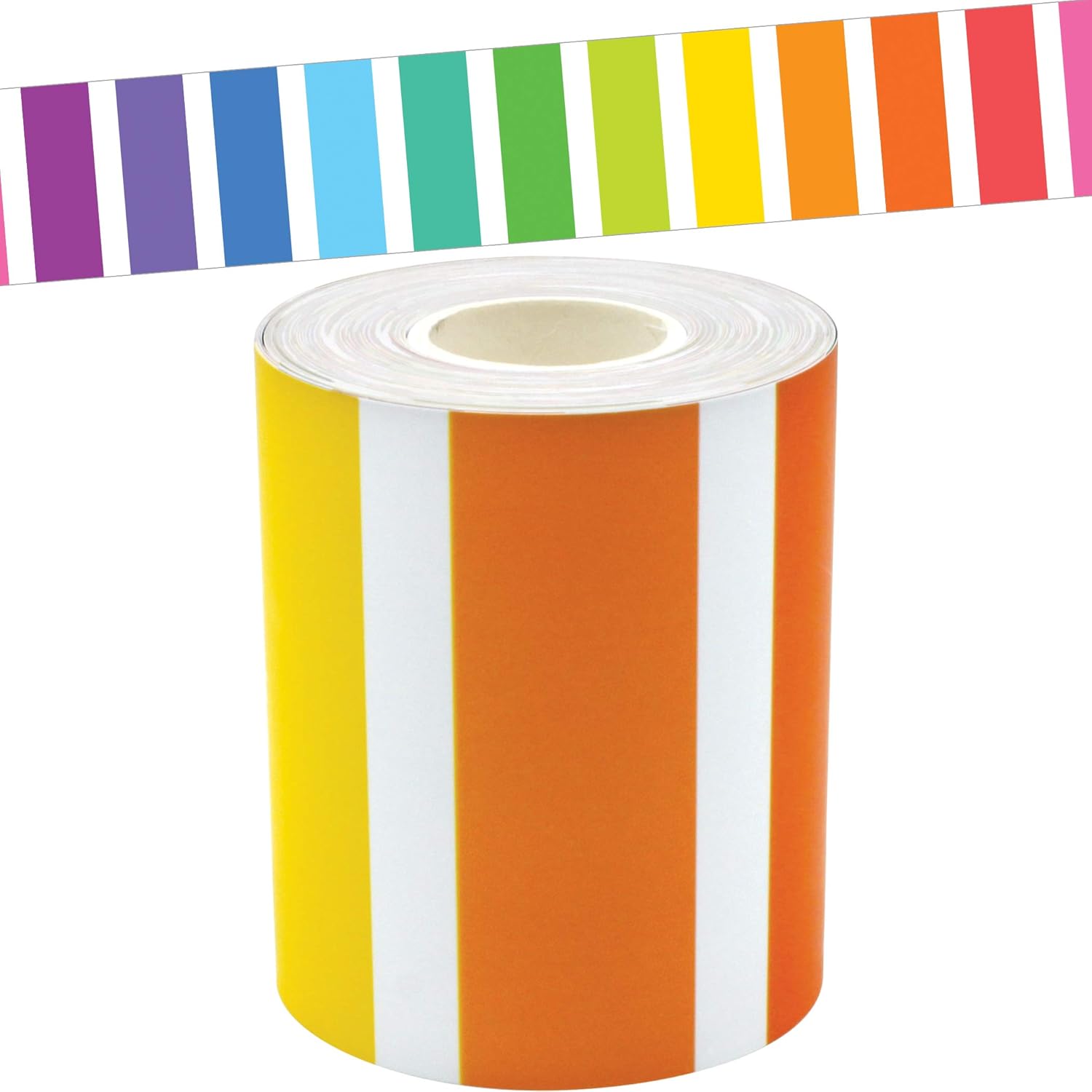 Teacher Created Resources Better Than Paper Bulletin Board Roll, Black & Colorful Stripes Straight Rolled Border Trim - 50ft - Decorate Bulletin Boards