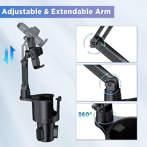 Miniatura 4 de OUTXE Expansor de portavasos para automóvil+soporte para teléfono, extensor ajustable para portavasos grande, adaptador de bebida extra expandible
