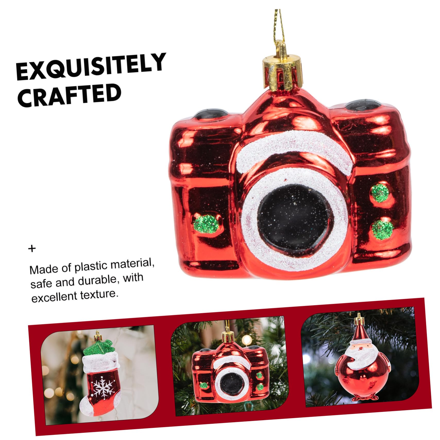 Cabilock 12 Piezas decoración del árbol de Navidad Adorno Colgante de Navidad decoración de la Natividad Colgantes navideños Manualidades navideñas Adornos para arboles de Navidad Rojo