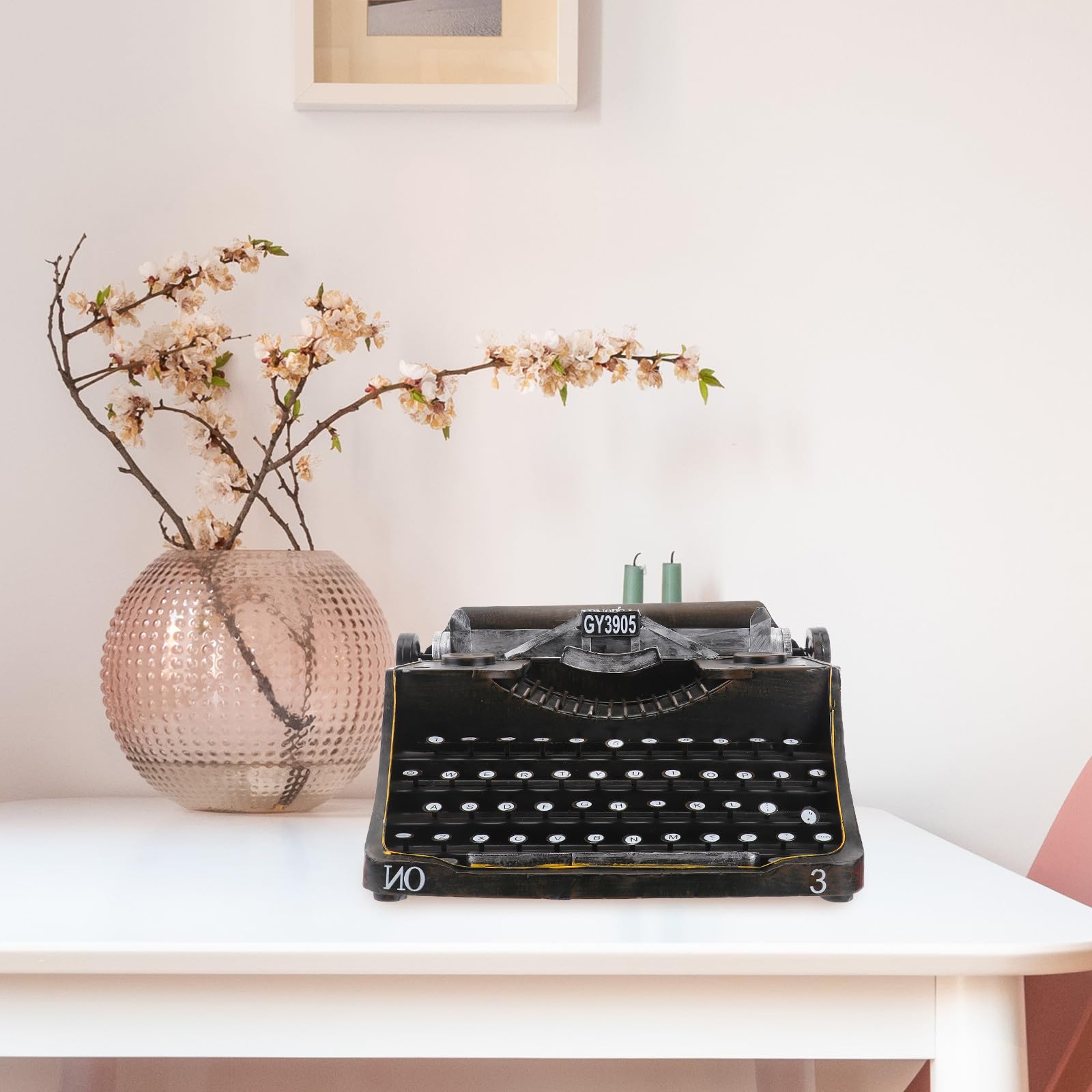ABOOFAN Macchina da Scrivere Vintage in Ferro, Ornamento Nero