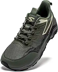 Tênis masculino de trilha para trilhas, ajuste amplo, leve, cano baixo, respirável para caminhadas, caminhadas e aventuras ao ar livre, Verde, 8 Wide