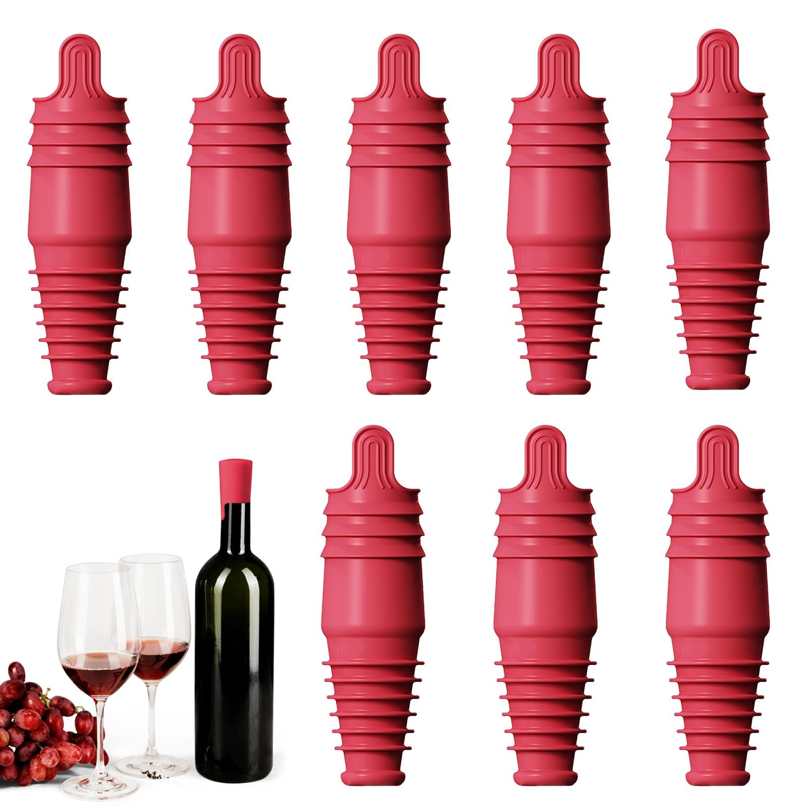 Muiltvoe Wine Stoppers for Wine Bottles - Reusable Soft | Silicone Bottle Stopper - for Champagne Drink Travel Home Bar Party Dining Restaurant Kitchen