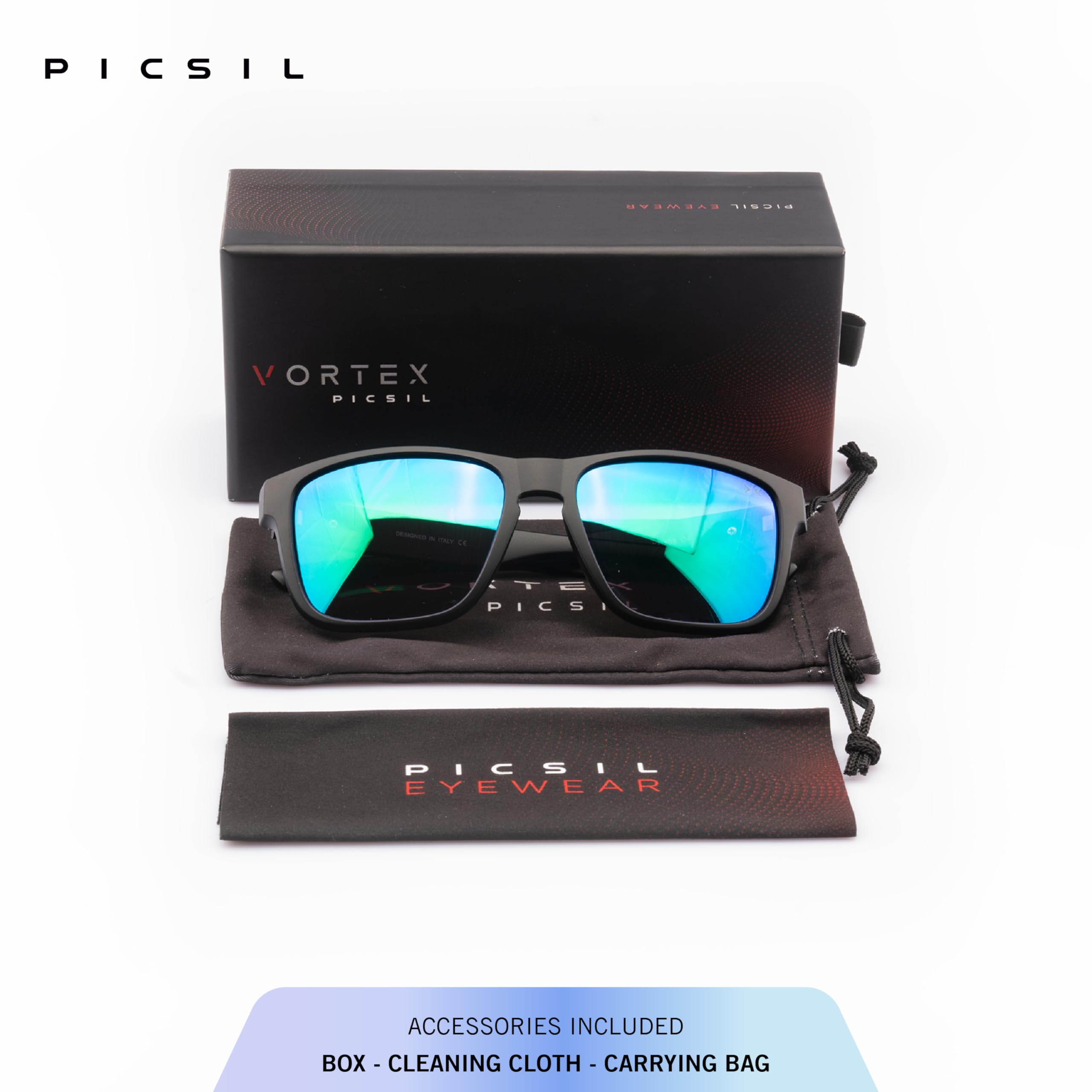 PICSIL Vortex Occhiali da sole sportivi, Design unisex con protezione TAC e lenti polarizzate - montatura in policarbonato resistente, ideale per l'allenamento all'aperto