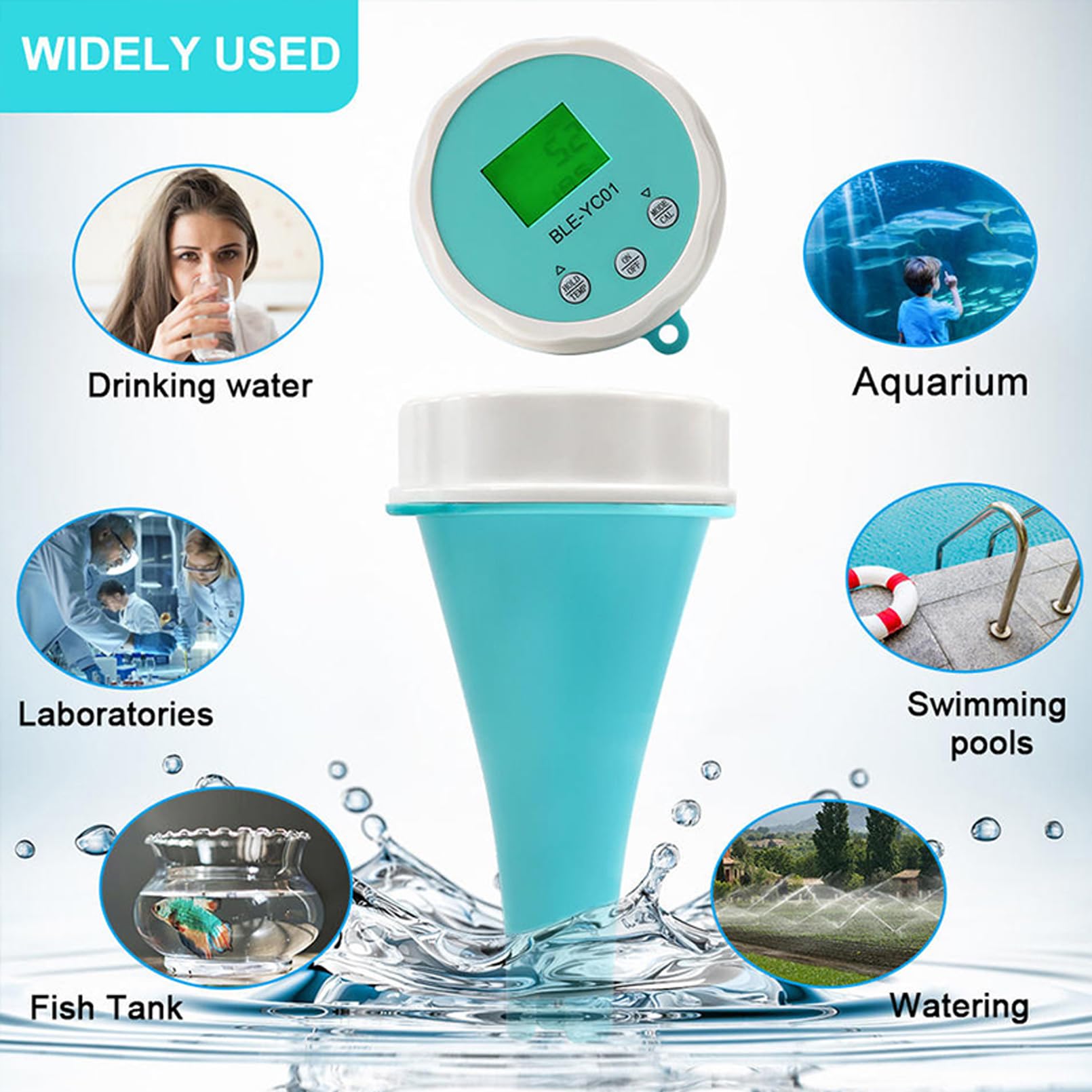 SYUFRE Medidor de Ph Bluetooth con Sonda de Precisión, Digital 6 en 1 PH EC TDS ORP Temp Almacenamiento de Datos de Cloro Residual Pluma de Prueba de Agua para Agua Potable Piscina Acuario