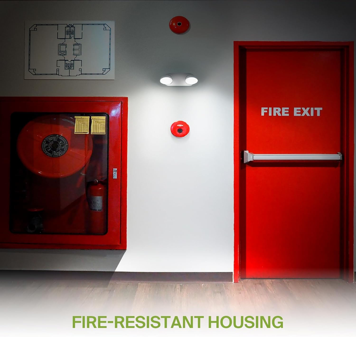 ASD LED Emergency Lights with Battery Backup - 120-277V UL 2.5W Two Round Head Adjustable for Business, Commercial Hardwired Damp Location Emergency Exit Power Outage Lights - Image 6