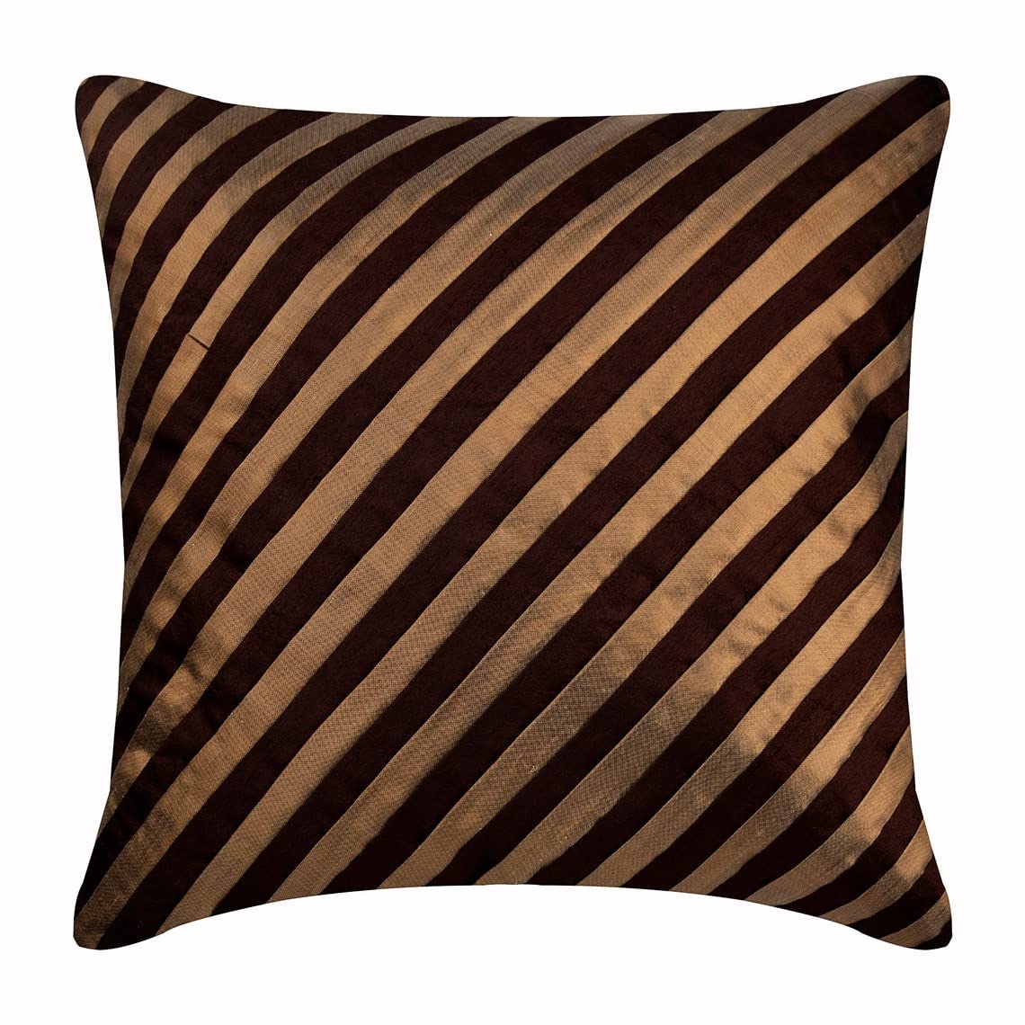The HomeCentric Decorative Cushion Covers 60 x 60 cm Brown, Silk Throw Cushion Covers, Cushion Covers, Stripe Pillow Cases, Contemporary Pillow Cases - Unfolding Brown Antique