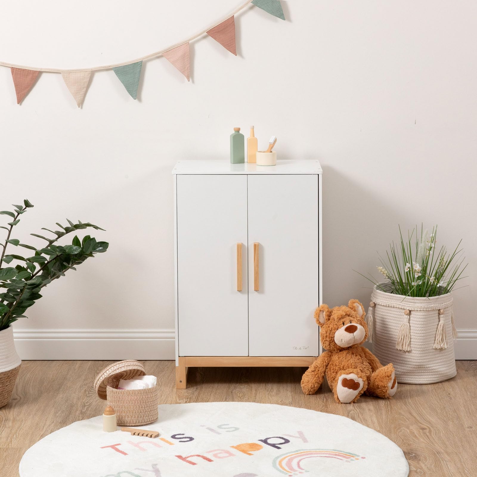 ELLA & PIET® Großer Puppenschrank Dressy aus Holz (Weiß-Schlamm)