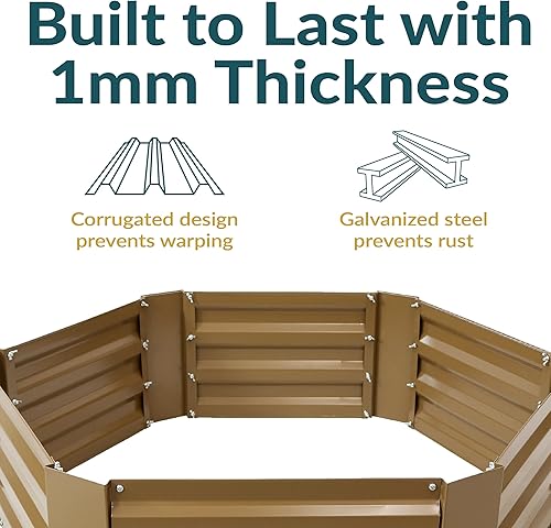 Miniatura 206 de Sunnydaze Cama de jardín de metal elevada de 11.75 pulgadas de alto, cama de jardín elevada galvanizada para exteriores para verduras y flores