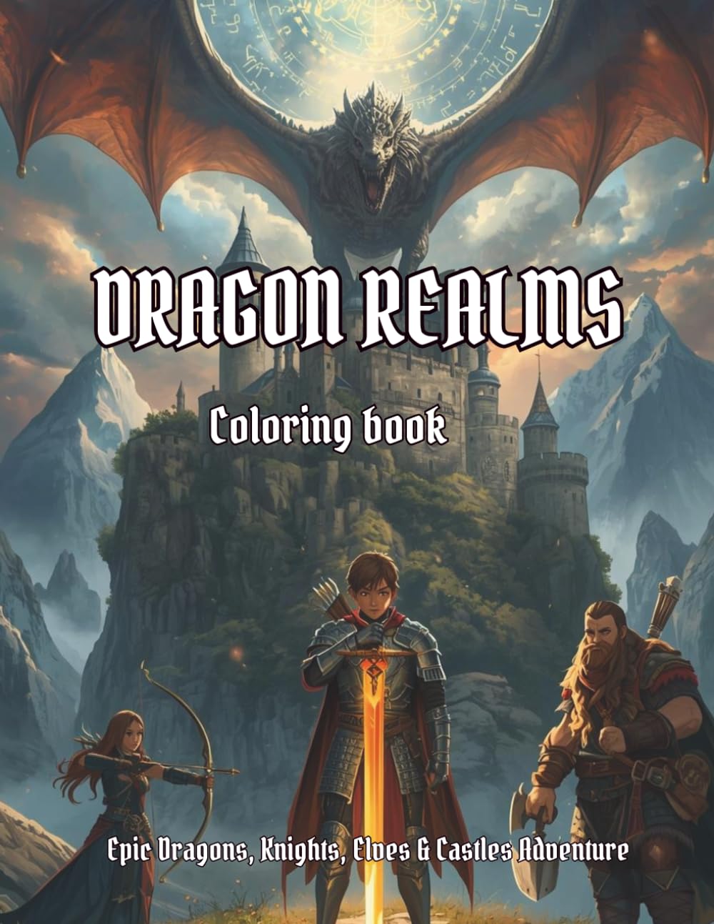 Dragon Coloring Book for Boys: Epic Fantasy Dragons, Knights, Elves, Dwarves and Castles Adventure Coloring Book: A Magical Fantasy Adventure ... Elves, Dwarves, Castles and Legendary Heroes