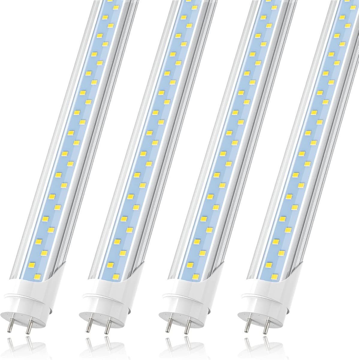 JESLED T8 4FT LED Type A+B Light Bulbs, 24W 3200LM 5000K Daylight White, Plug and Play or Ballast Bypass, 4 Foot Flourescent Tube Replacement, ETL Listed, Dual-end, Clear, Warehouse Lights 4Pack