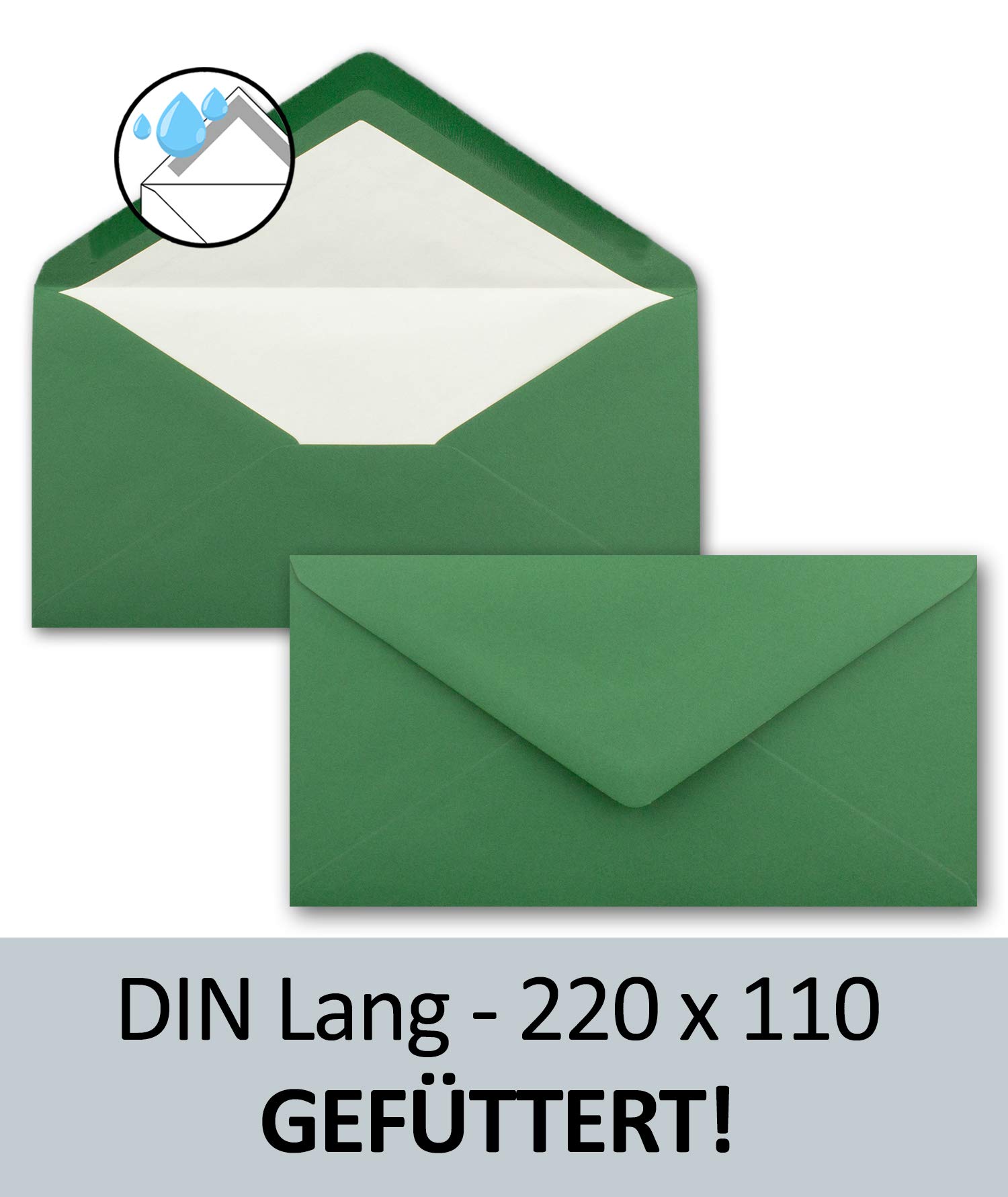 25 Buste DIN Lungo Eucalipto Con Fodera Seta - 11x22cm Per Inviti E Biglietti Di Auguri - Foto 7