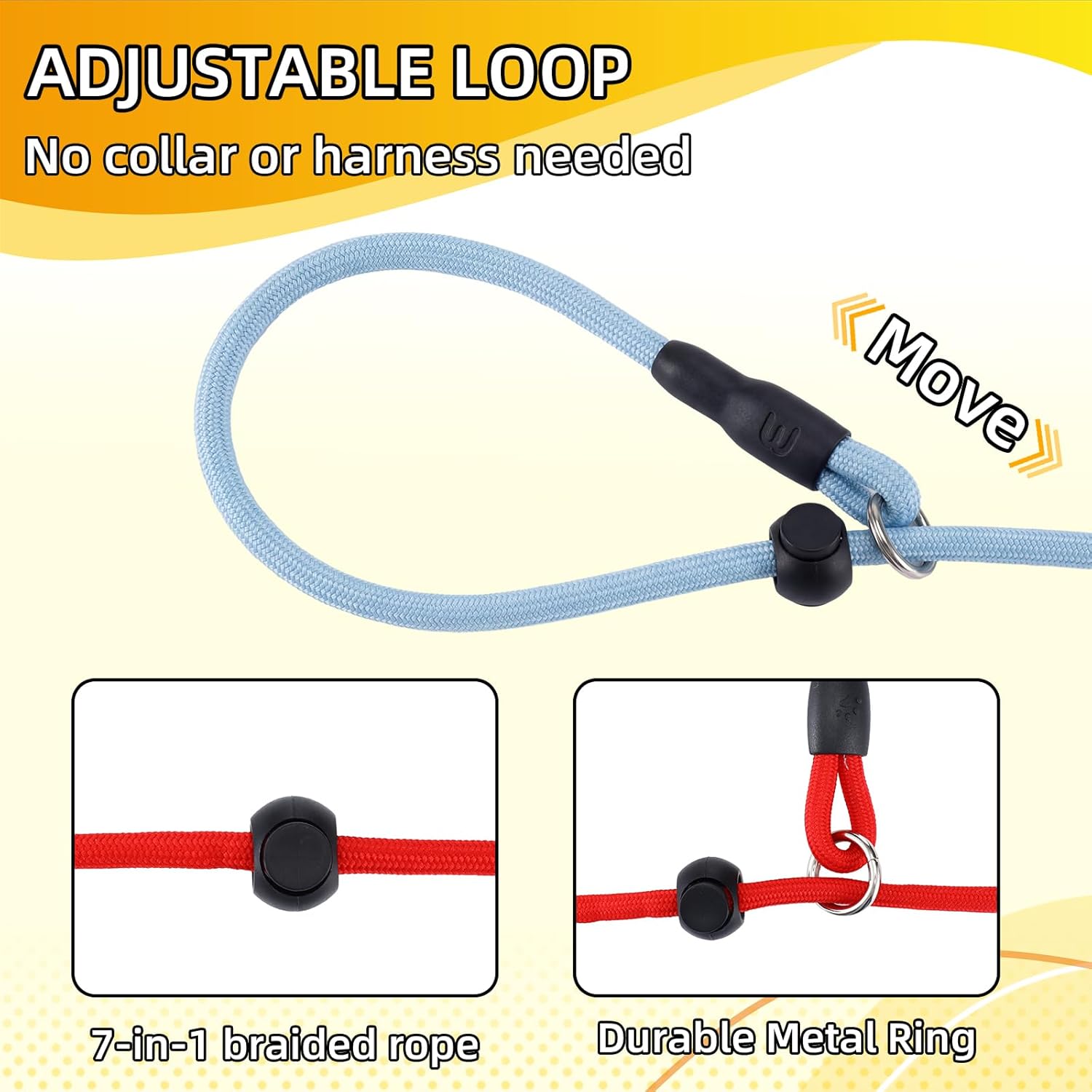 SATINIOR 21 Pcs Adjustable Dog Slip Leads 7 Colors Easy On/Off No Collar Needed Slip Leash for Dogs 4.6 ft x 0.4 Inch Training Lead Antislip Pet Leashes for Walking Training