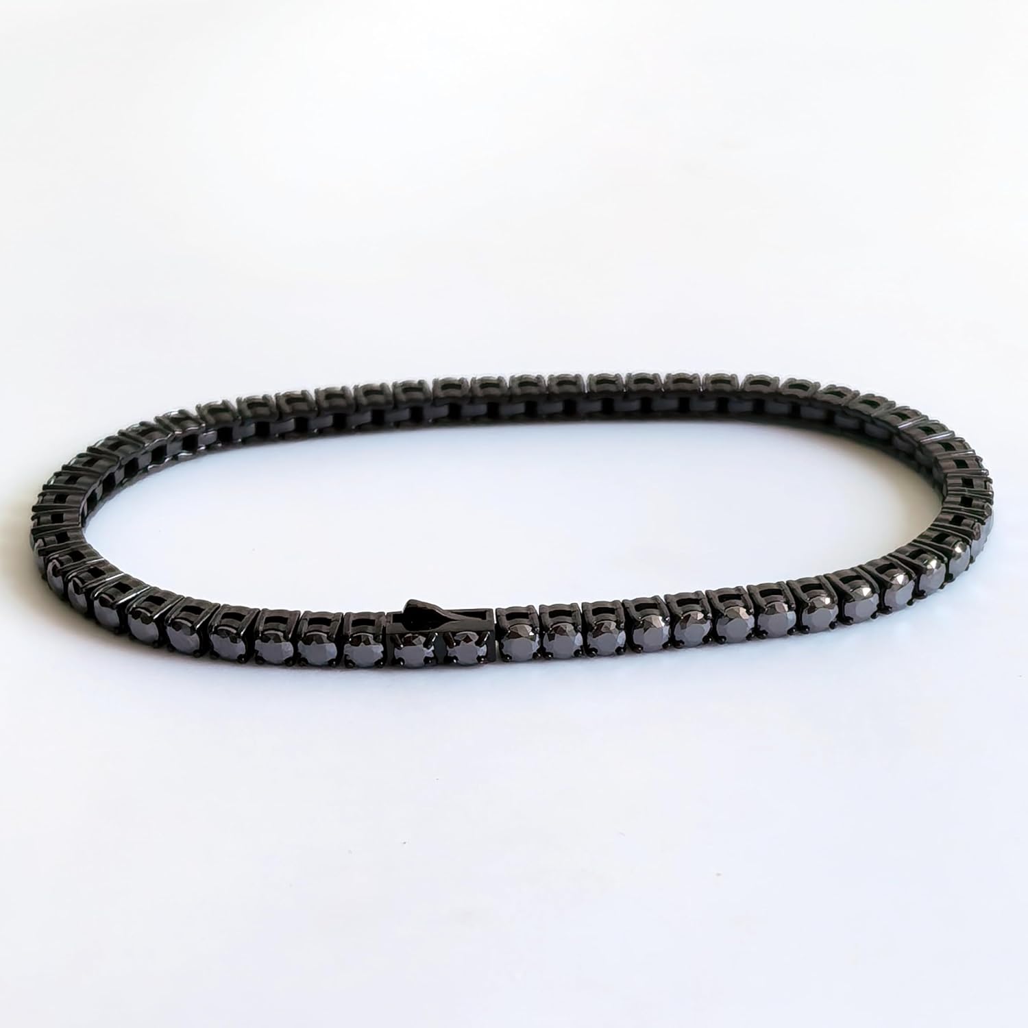 4-5mm Round Cut Black Moissanite Tennis Bracelet for Women Mens Mmoissanite Diamond Bracelets 316 Stainless Steel Cuban Chain Gifts Birthday Anniversary