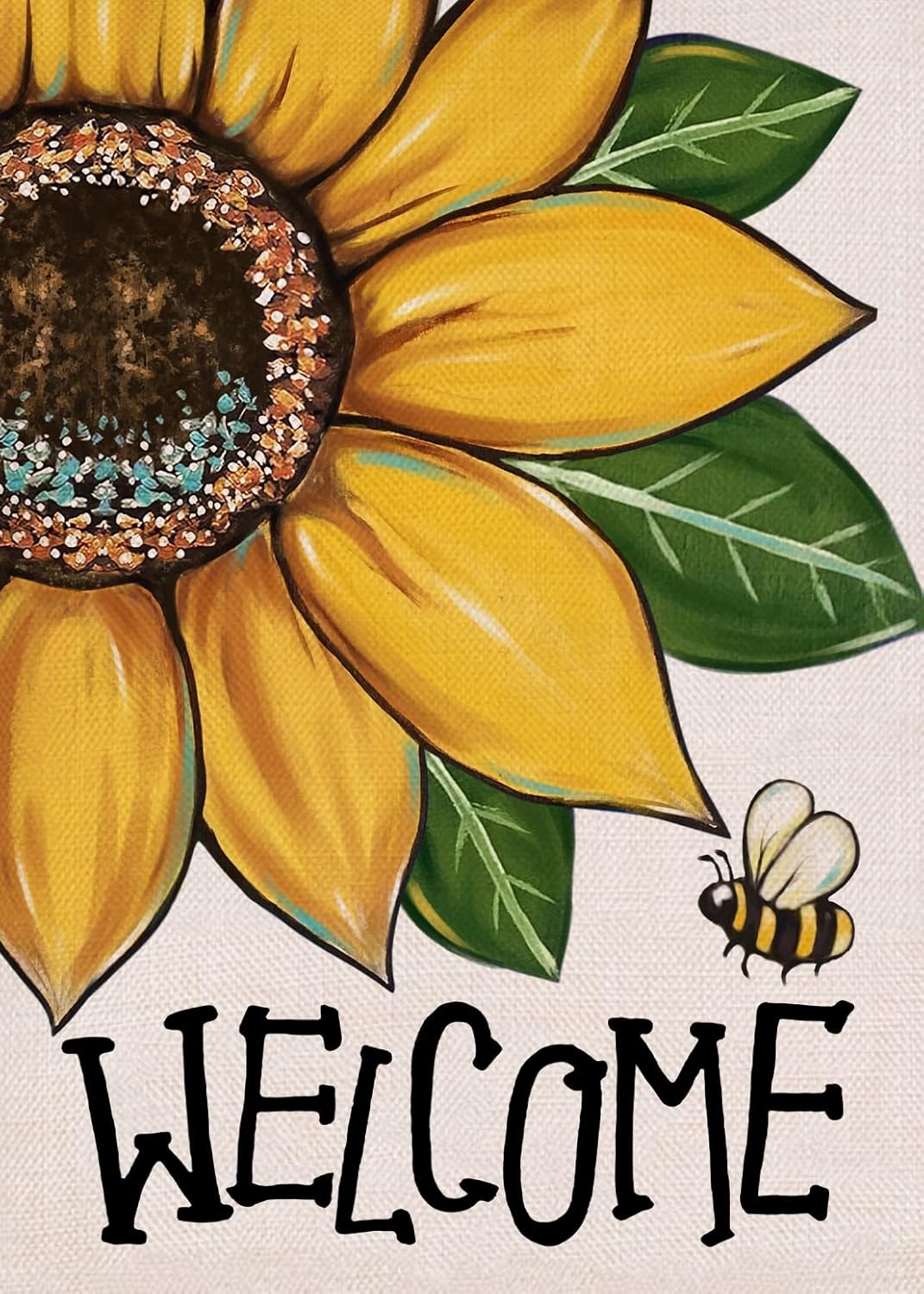 Welcome Pride Rainbow Sunflower Decorative House Flag, Summer LGBTQ Love Bee Garden Yard Outside Decoration, Gay Lesbian Bisexual Pansexual Outdoor Large Home Decor Double Sided 28 x 40
