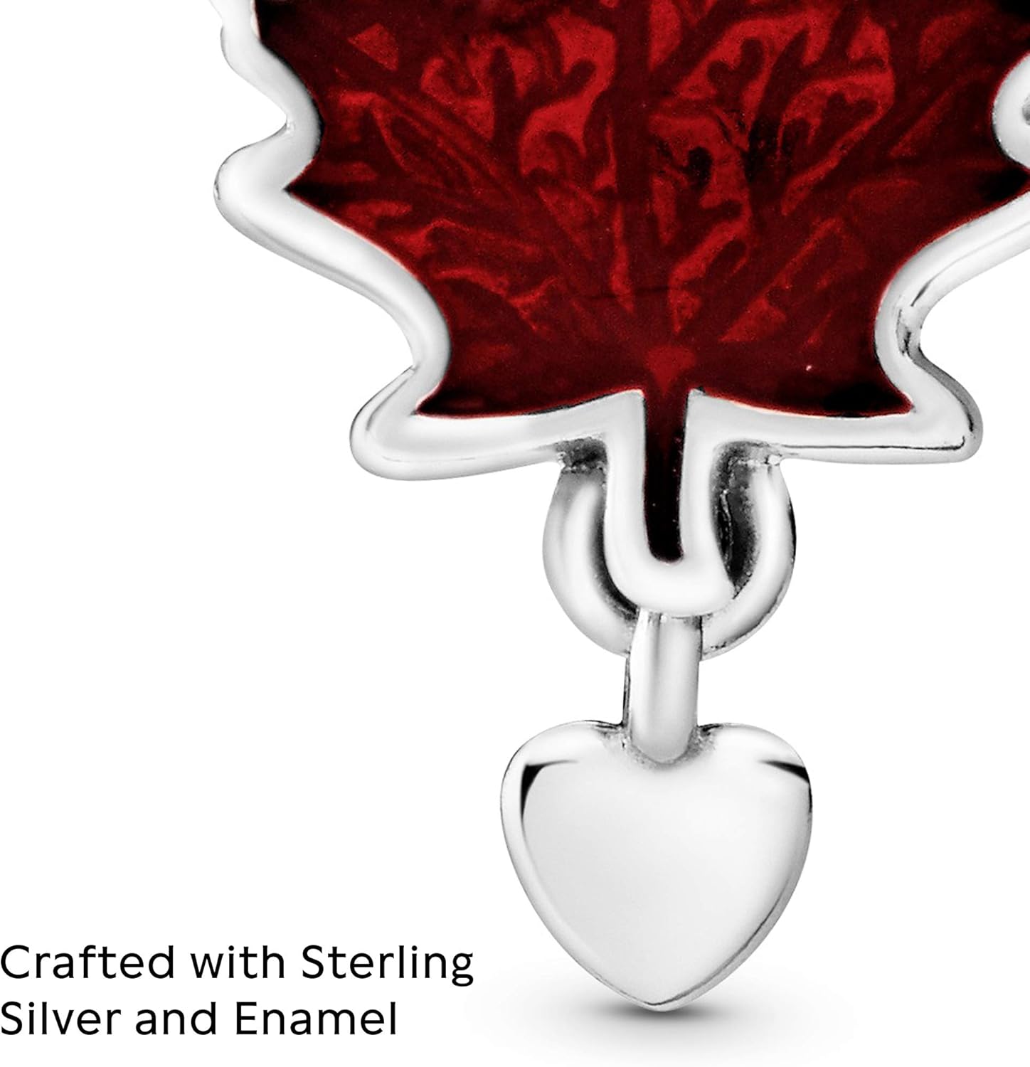 PANDORA Canada Red Maple Leaf Charm - Compatible with PANDORA Moments - Gift for Her - Made with Sterling Silver & Enamel - with Gift Box